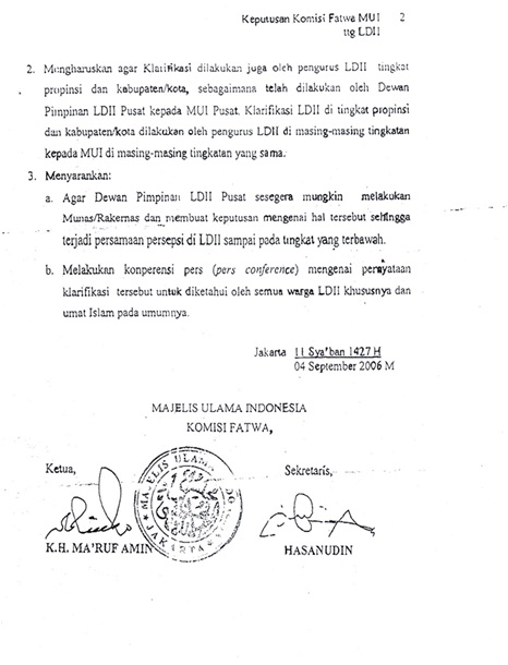 Keputusan Fatwa MUI Tentang LDII Fatwa MUI Tentang LDII