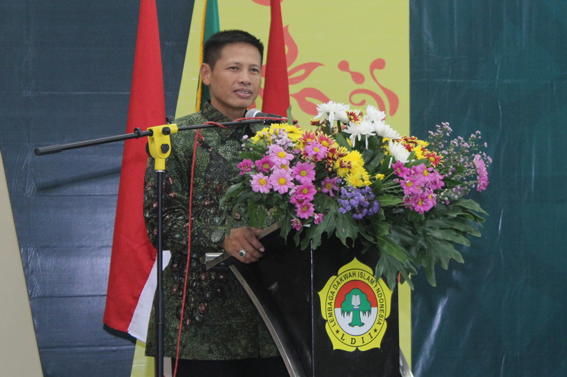 Sambutan Danrem 084/BJ Kolonel Inf. M. Nur Rahmad di Musda VII LDII kota Surabaya.